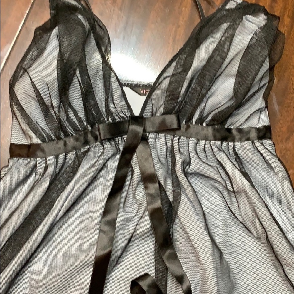Victoria Secret Light Blue & Black Babydoll
